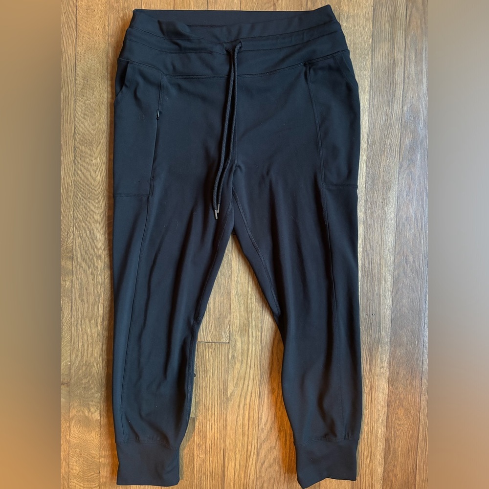 Black Draw String Waist Full Length Leggings with 3 Pockets Women’s  M •EUC